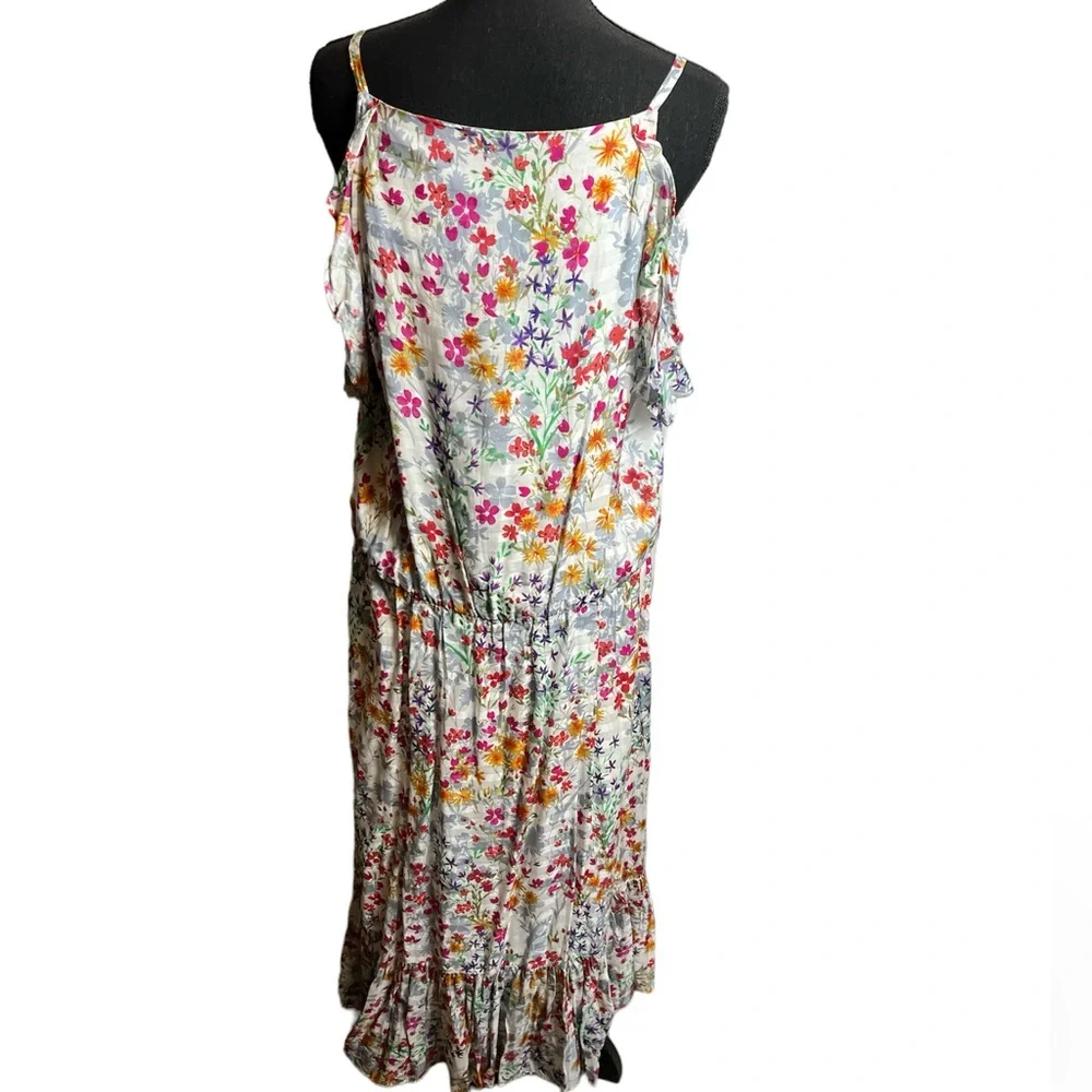 J. Jill Women’s Summer Garden Flowy Floral Maxi‎ Ruffle Dress Size XL Petite